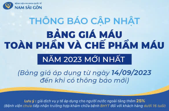 BẢNG GIÁ MÁU TOÀN PHẦN VÀ CHẾ PHẨM MÁU