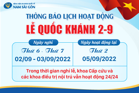 THÔNG BÁO NGHỈ LỄ QUỐC KHÁNH 02/09/2022 | Bệnh viện Đa khoa Quốc tế Nam Sài Gòn